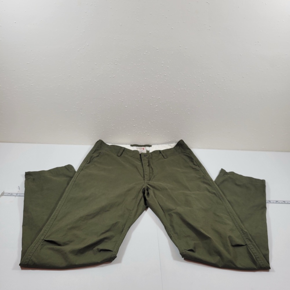 Relwen Chino Pants Mens 30 Green Excellent Stretch Cotton Casual Trousers